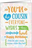 Happy Birthday to Cousin from Cousin Humorous Word Art card