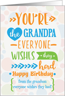 Happy Birthday to Grandpa from Grandson Humorous Word Art card