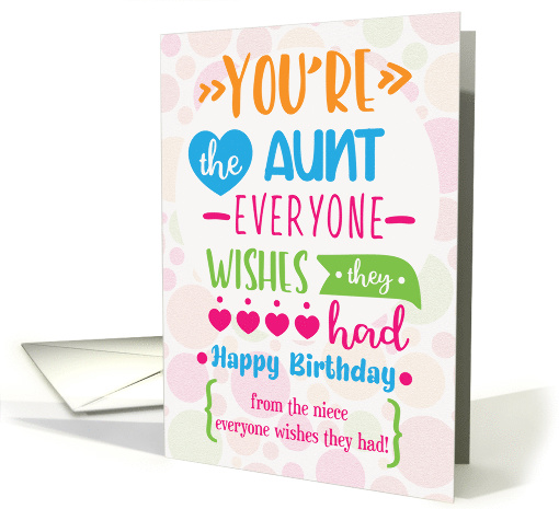 Happy Birthday to Aunt from Niece Humorous Word Art card (1604426)