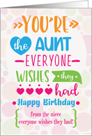 Happy Birthday to Aunt from Niece Humorous Word Art card