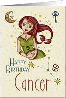 Happy Birthday Cancer Zodiac with Cancer Star Constellation and Sign card