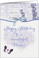 Happy Birthday to a Wonderful Niece Pretty Lavender Butterfly card