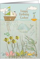 Happy Birthday to Godson Cute Ocean Scene card