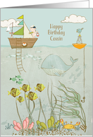 Happy Birthday to Cousin Cute Ocean Scene card