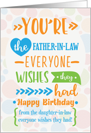 Happy Birthday to Father in Law from Daughter in Law Word Art card