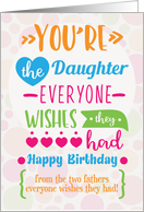 Happy Birthday to Daughter From Two Fathers Colorful Word Art card