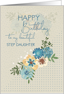 Happy Birthday to Step Daughter Pretty Flowers and Polka Dots card