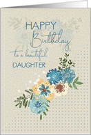 Happy Birthday to Daughter Pretty Flowers and Polka Dots card