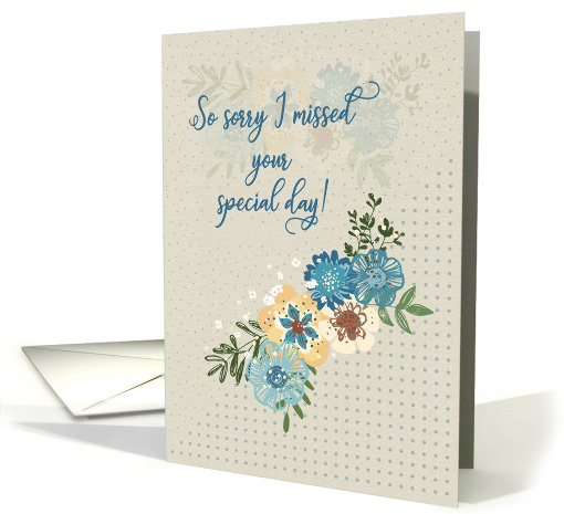 Happy Belated Birthday Pretty Flowers and Polka Dots card (1629840)