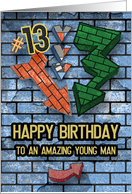 Happy 13th Birthday to an Amazing Young Man Brick Wall and Arrows card