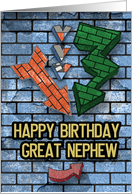 Happy Birthday to Great Nephew Bold Graphic Brick Wall and Arrows card