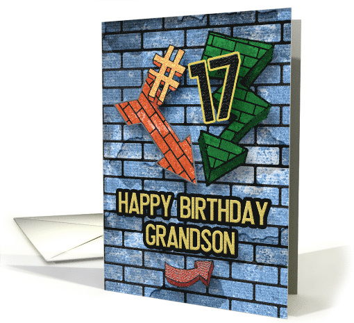 Happy 17th Birthday to Grandson Bold Graphic Brick Wall... (1638504)