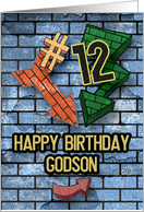 Happy 12th Birthday to Godson Bold Graphic Brick Wall and Arrows card
