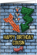 Happy Birthday to Cousin Bold Graphic Brick Wall and Arrows card