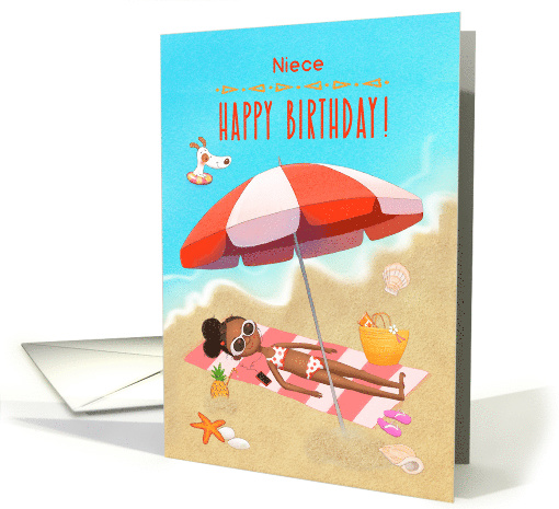 Happy Birthday to Niece African American Girl on the Beach card
