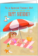 Happy Birthday to a Special Tween Girl Young Tween Girl on the Beach card