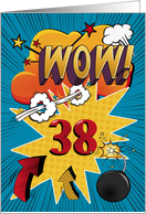 38th Birthday Greeting Bold and Colorful Comic Book Style card