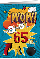 65th Birthday Greeting Bold and Colorful Comic Book Style card