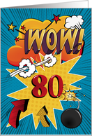 80th Birthday Greeting Bold and Colorful Comic Book Style card