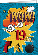19th Birthday Greeting Bold and Colorful Comic Book Style card