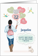 Custom Name 12th Birthday to Awesome Tween African American Young Girl card