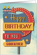 Godfather Happy Birthday Retro Roadside Motel Sign card