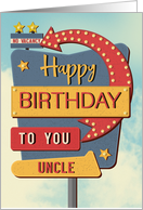 Uncle Happy Birthday Retro Roadside Motel Sign card