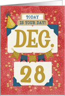 December 28th Birthday Date Specific Happy Birthday Party Hat card