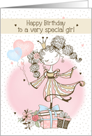 Young Girl Happy Birthday Pretty Princess with Presents card