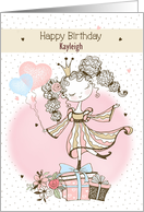 Custom Name Birthday Young Girl Pretty Princess with Presents card