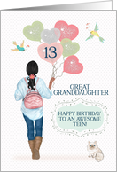 Great Granddaughter 13th Birthday to Teen African American Girl card