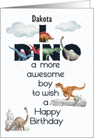 For Young Boy Custom Name Birthday Dinosaurs Word Art card