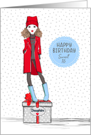 Daughter Sweet 16 Birthday Stylish Teen Girl on Present card