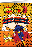 Great Grandson 3rd Birthday Superhero Comic Strip Scene card