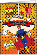 Grandson 9th Birthday Superhero Comic Strip Scene card