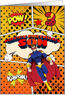 Son 3rd Birthday Superhero Comic Strip Scene card