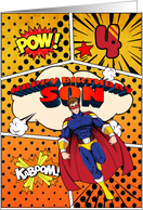 Son 4th Birthday Superhero Comic Strip Scene card