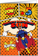 Son 5th Birthday Superhero Comic Strip Scene card