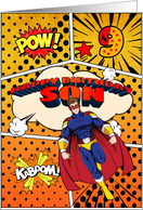 Son 9th Birthday Superhero Comic Strip Scene card