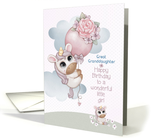 Great Granddaughter Little Girl Birthday Greetings with Unicorns card