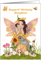 Daughter 8th Birthday Happy Birthday with Pretty Fairy and Friends card