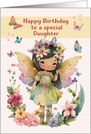 Daughter Birthday Pretty Asian Little Girl Fairy and Butterflies card