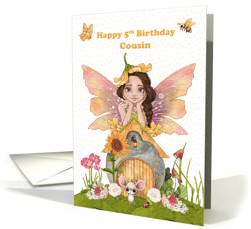 Cousin 5th Birthday with Pretty Fairy and Friends card (1760224)