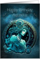 Aquarius Birthday Bold Aquarius Water Bearer Sign and Constellation card