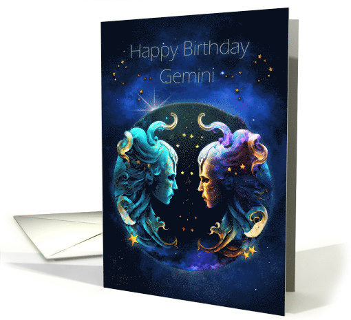 Gemini Birthday with Bold Gemini Twins Zodiac Sign and... (1760828)