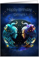 Gemini Birthday with Bold Gemini Twins Zodiac Sign and Constellation card