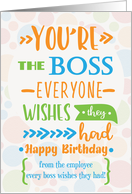 Boss Birthday from Employee Humorous Word Art card