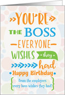 Boss Birthday from Employees Humorous Word Art card