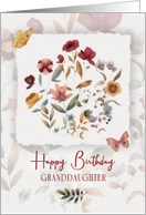 Granddaughter Birthday Wishes Delicate Flowers and Butterfly card
