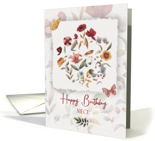 Niece Birthday Wishes Delicate Flowers and Butterfly card (1765258)